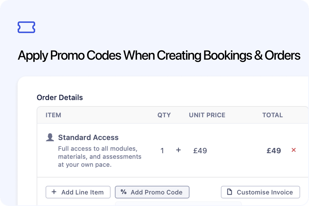 🎟️ Apply Promo Codes When Creating Bookings & Orders