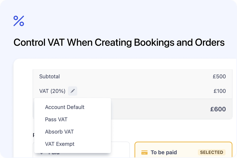 Control VAT When Creating Bookings and Orders