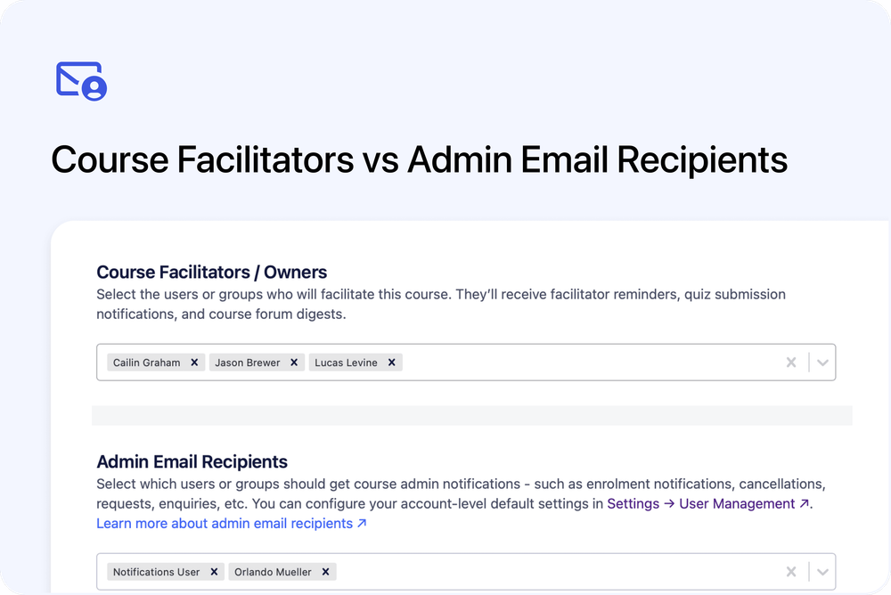 š¬ Course Facilitators vs Admin Email Recipients