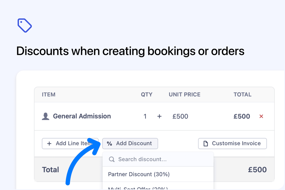 🏷️ Apply discounts directly when creating bookings or orders