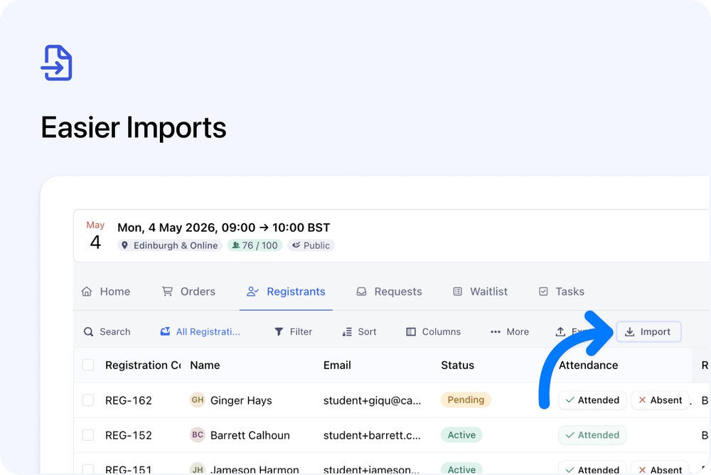 📥 Easier Order & Registration Imports