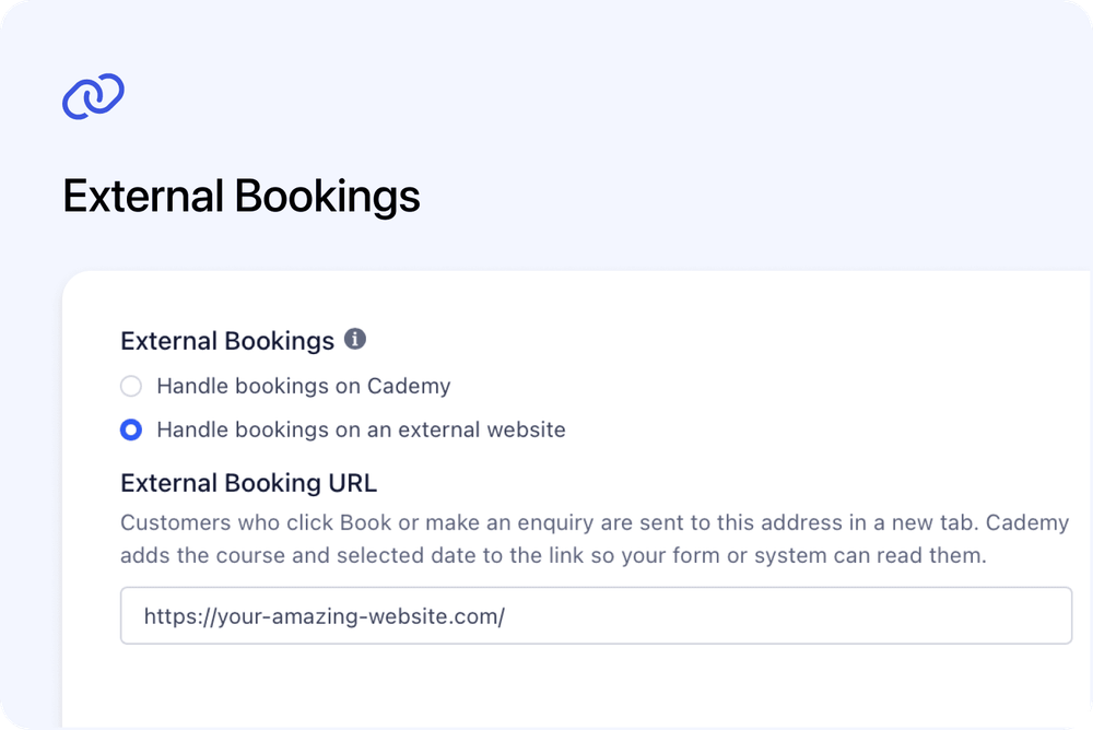 ↗️ Send Course Bookings to Your Own Website