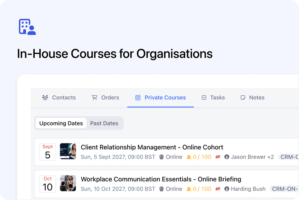 🏢 In-House Courses for Organisations
