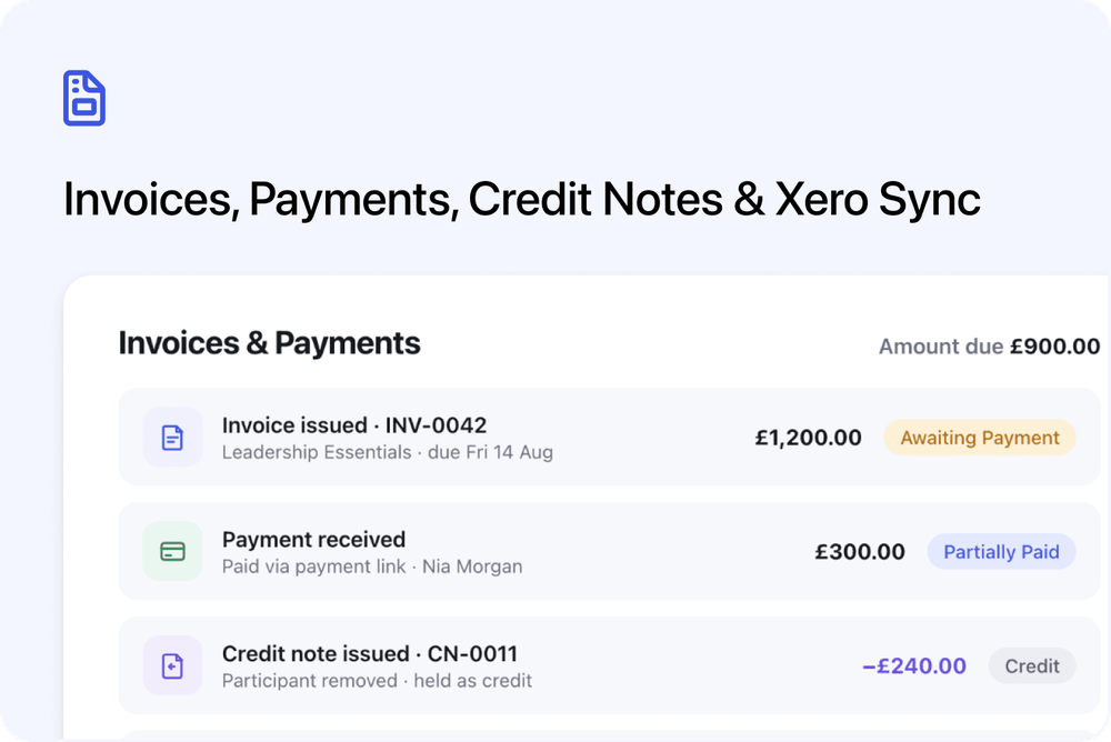 🧾 Invoices, Payments, Credit Notes & Xero Sync
