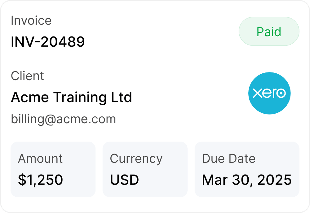Invoices, Payment Links & Xero