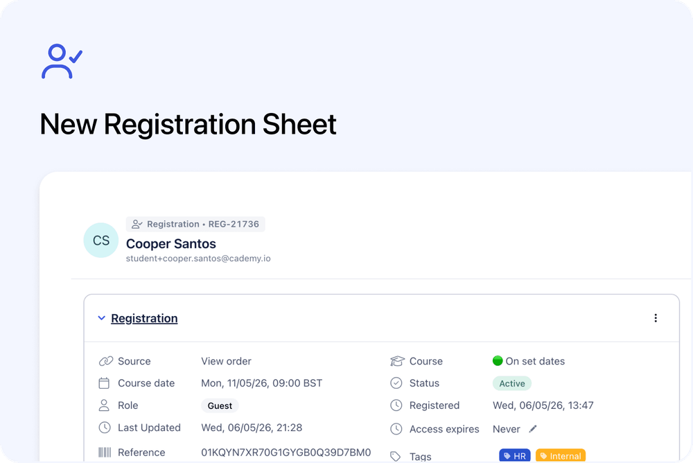 🧑‍🎓 New Registration Sheet