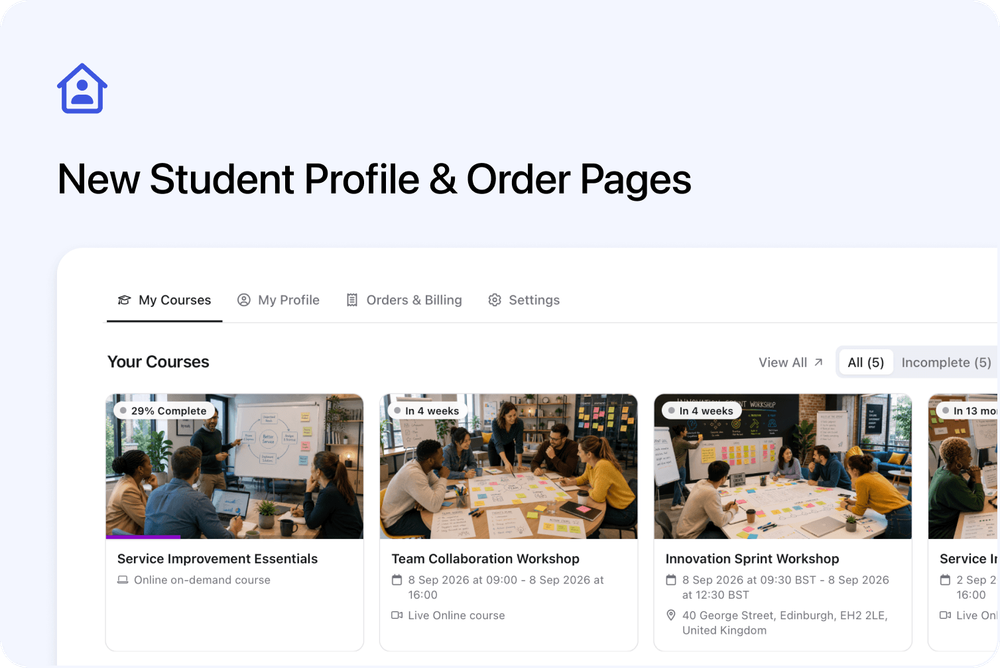 👤 New Student Profile & Order Pages