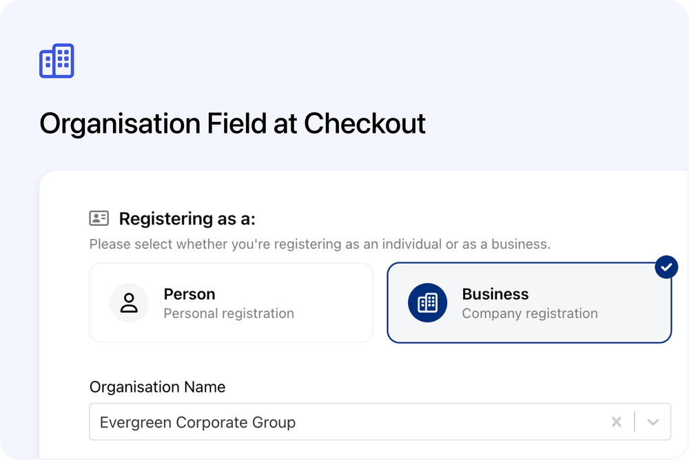 🏢 Organisation Field at Checkout