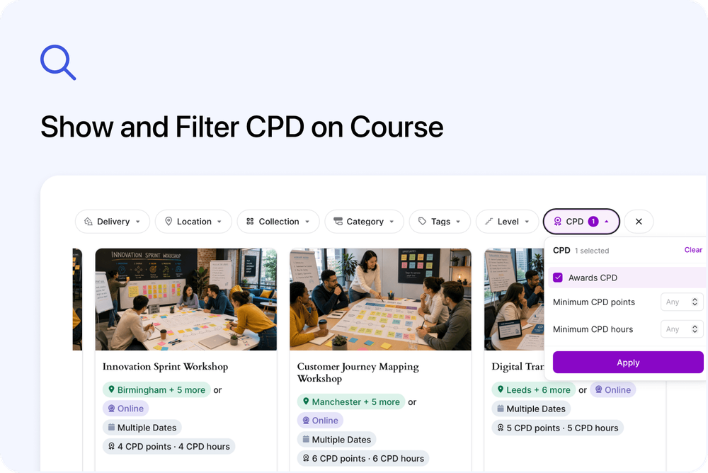 🔎 Show and Filter CPD on Course Listings
