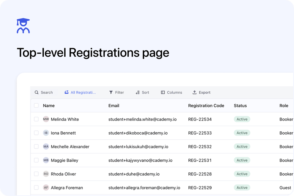 🧑‍🎓 New top-level Registrations page
