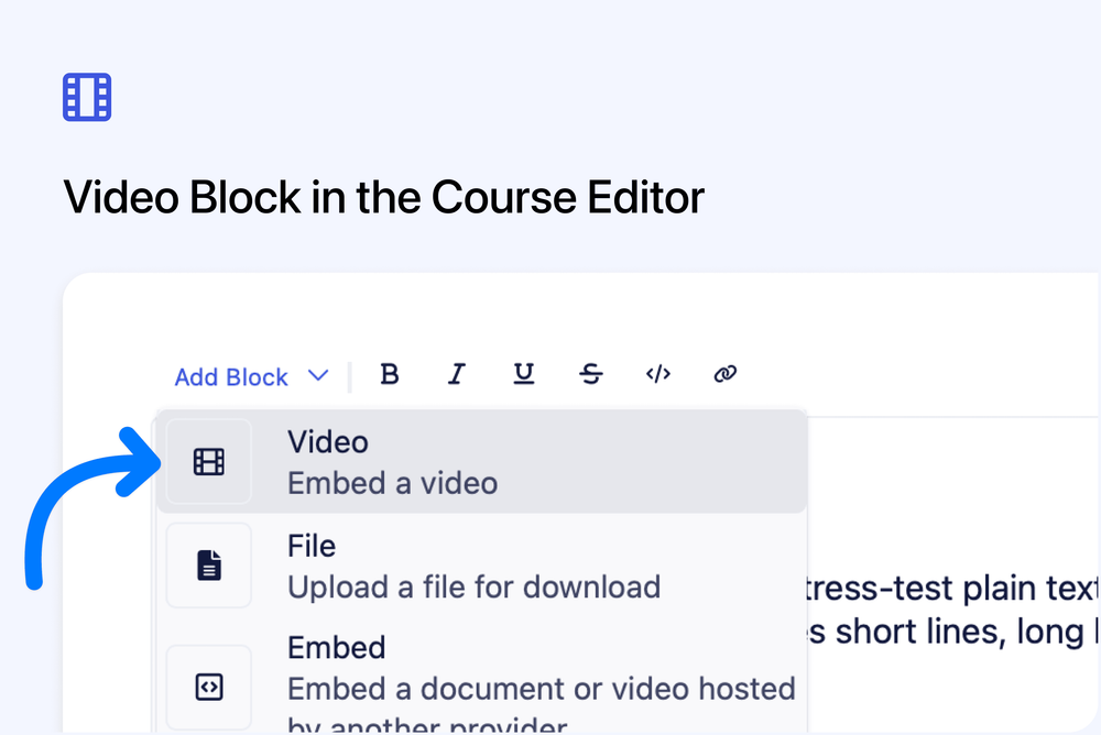 🎬 Video Block in the Course Editor