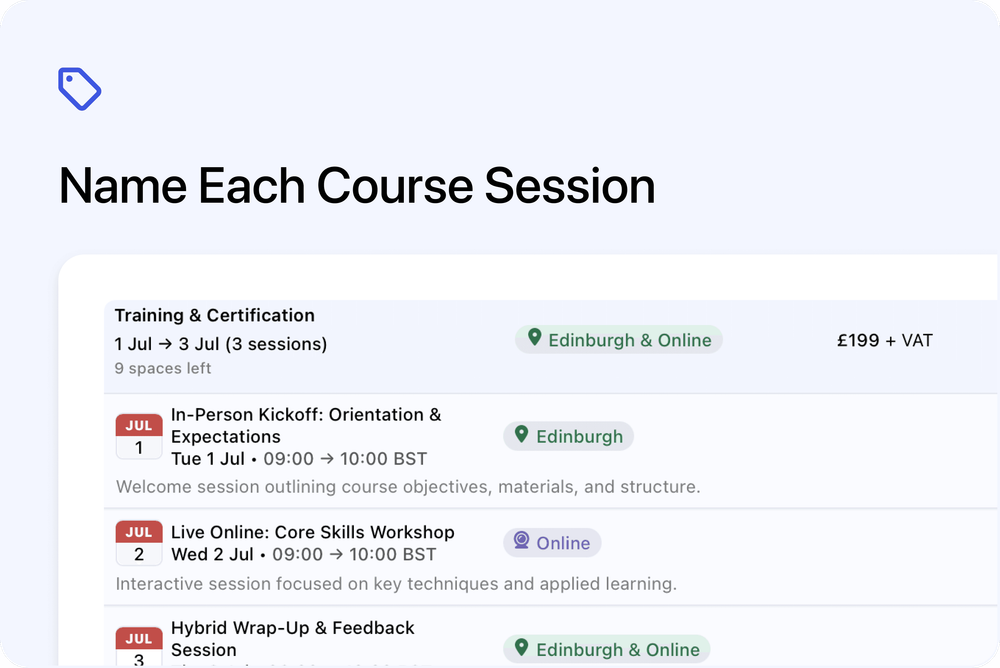 🏷️ Add Custom Names to Your Course Dates