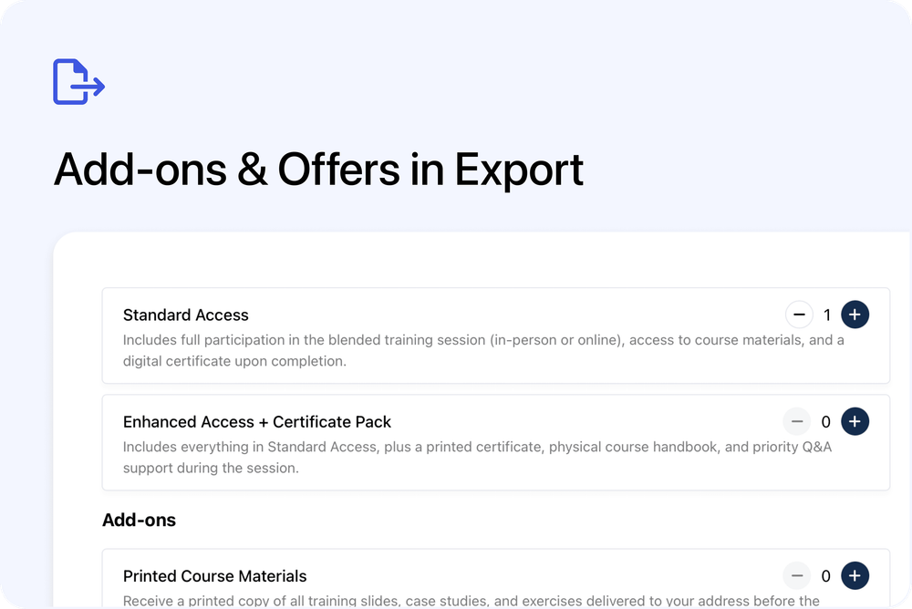 📤 Add-ons and price offers now show in exports