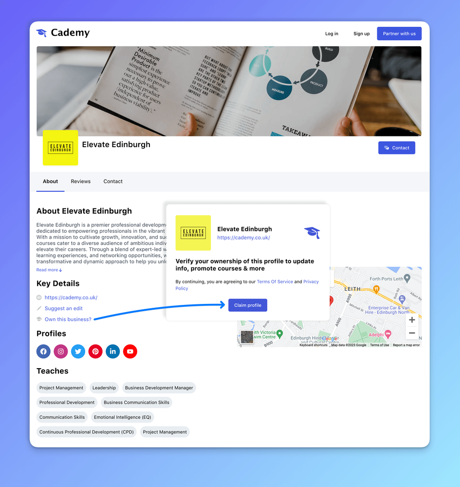 💼 Claiming your listing on Cademy