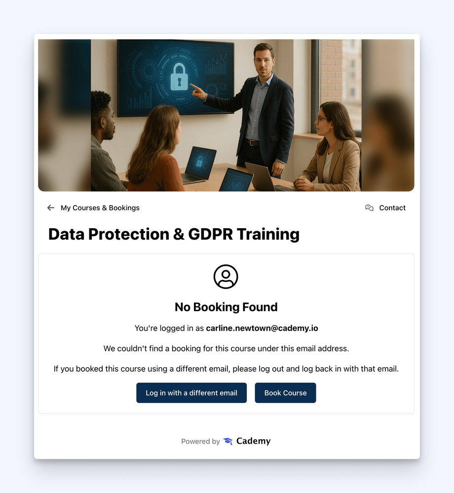👤 Clearer “No booking/order found” feedback page for learners