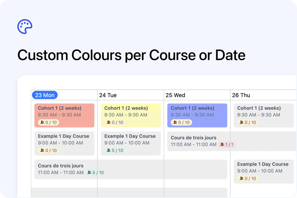 🎨 Course & Date Colour Settings