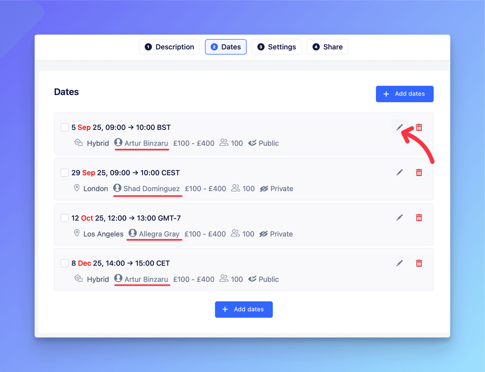 Facilitator Management and Notifications