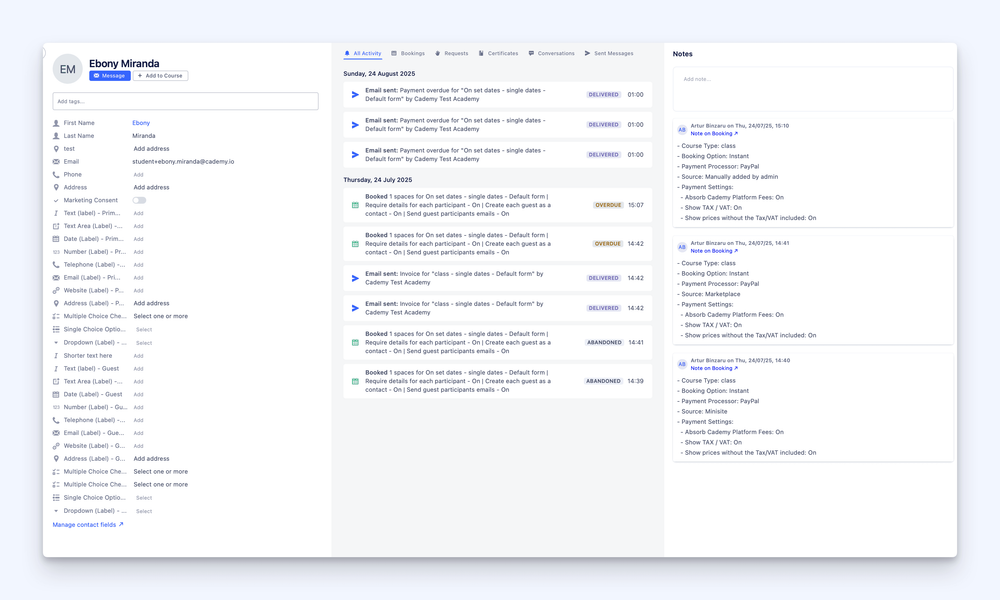 📇 Redesigned Contact Page with Inline Notes