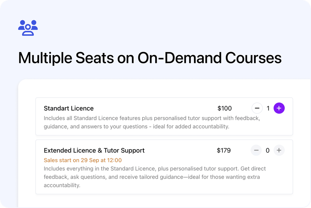 🎟️ Sell Multiple Seats on On-Demand Courses