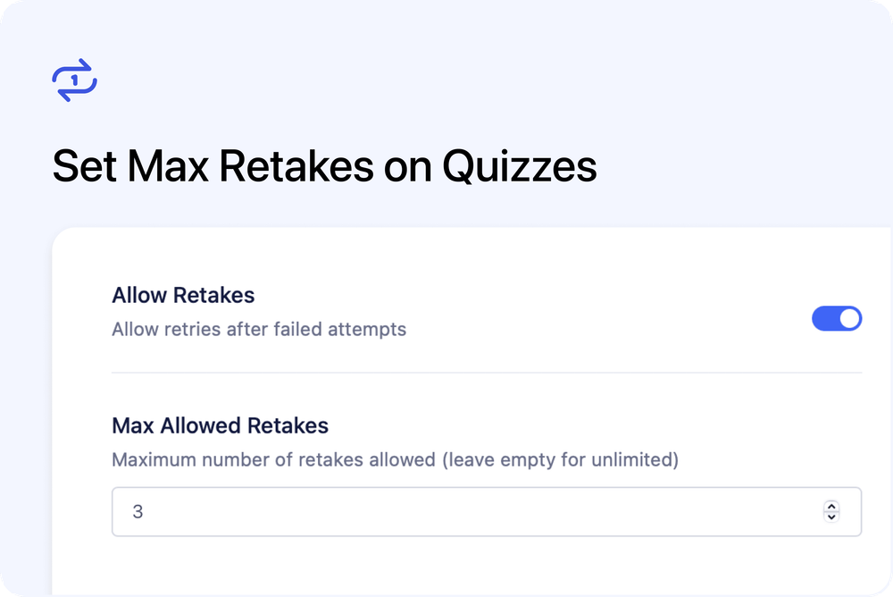 🚀 Set Max Retakes on Quizzes