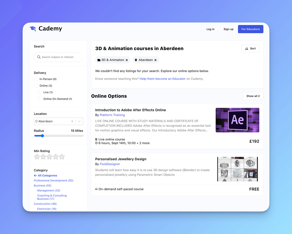 🎉 Show Online Courses on Location Search Result Pages 🔍