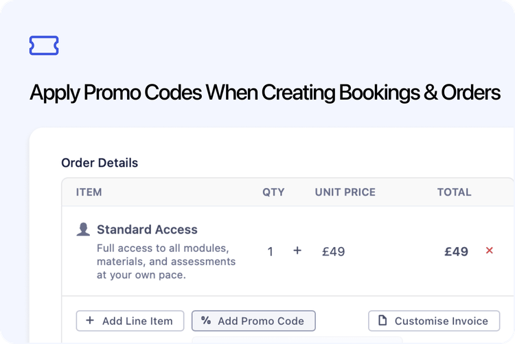 🎟️ Apply Promo Codes When Creating Bookings & Orders