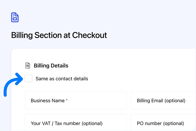 🧾 Billing Section at Checkout