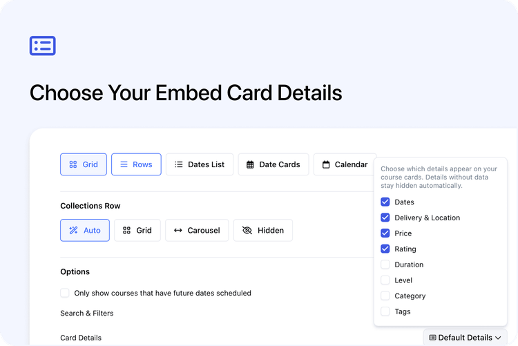  🪪 Choose Course Card Details