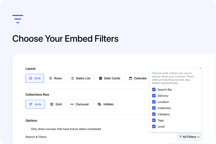 🎛️ Choose Your Course Embed Filters