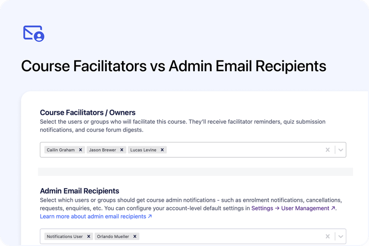 💬 Course Facilitators vs Admin Email Recipients