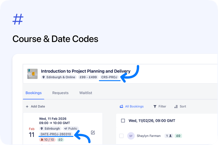 π Course & Date Codes