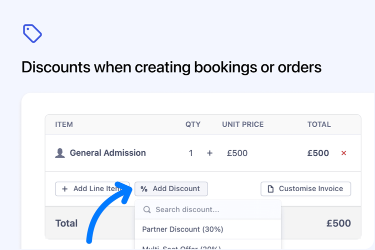 🏷️ Apply discounts directly when creating bookings or orders