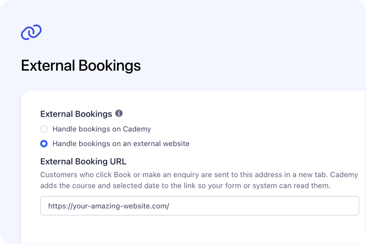↗️ Send Course Bookings to Your Own Website
