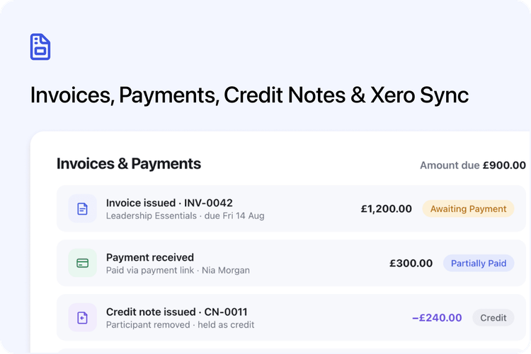 🧾 Invoices, Payments, Credit Notes & Xero Sync