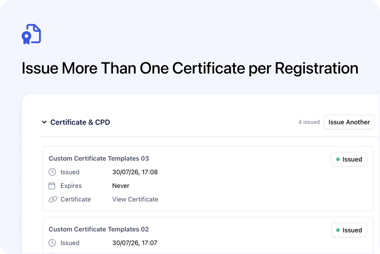 📄 Issue More Than One Certificate per Registration
