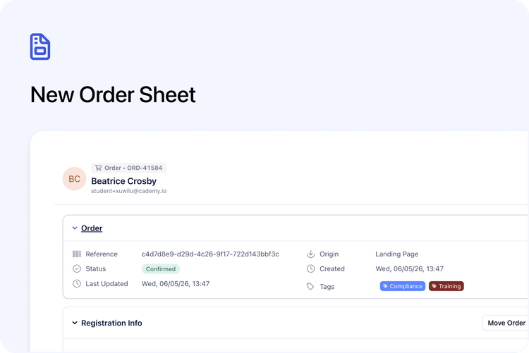 🧾 New Order Sheet