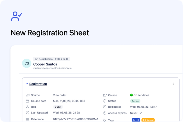 🧑‍🎓 New Registration Sheet