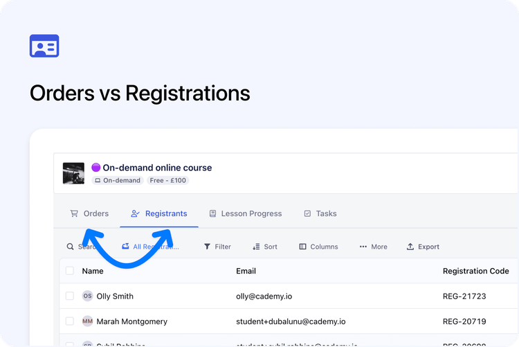 👥 Registrations Are Now Separate from Orders