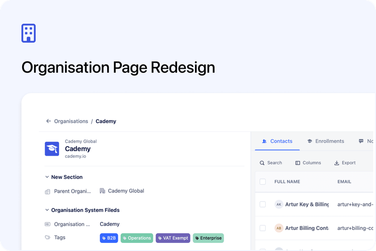 π’ Organisation Page Redesign