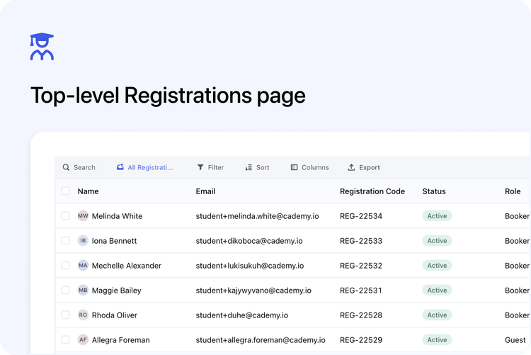 🧑‍🎓 New top-level Registrations page