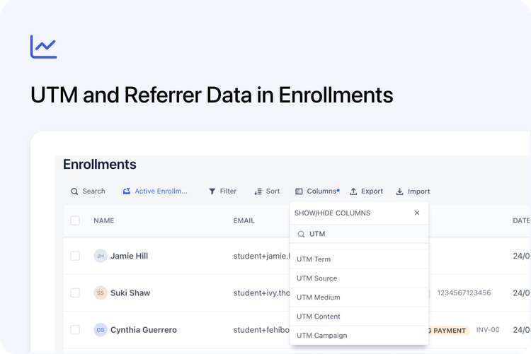 📊 UTM and Referrer Data in Enrollments