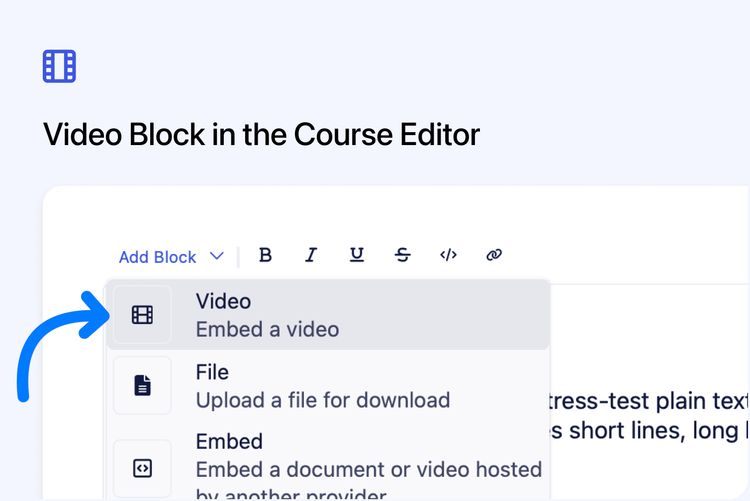 🎬 Video Block in the Course Editor