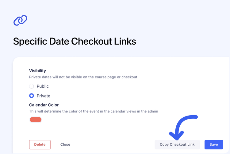 π Copy Checkout Link for Course Dates