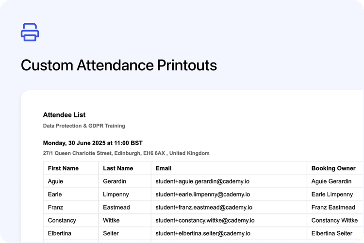 π¨οΈ Custom Attendance Printouts with Selectable Fields