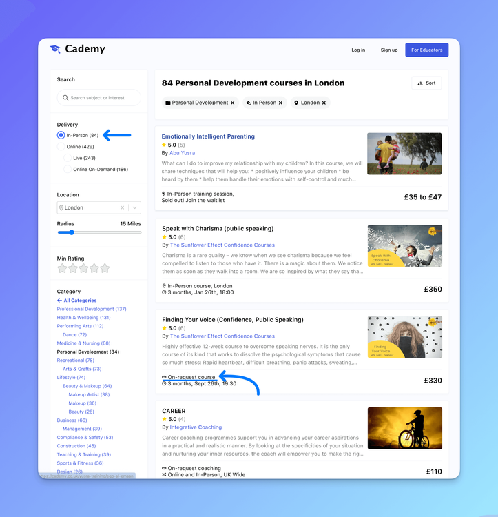 🌟 Enhanced On-Request Search Results on Cademy Marketplace! 🌟