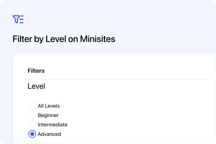 🔎 Filter by Level on Minisites