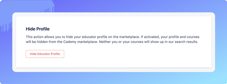 Hide Marketplace Profile