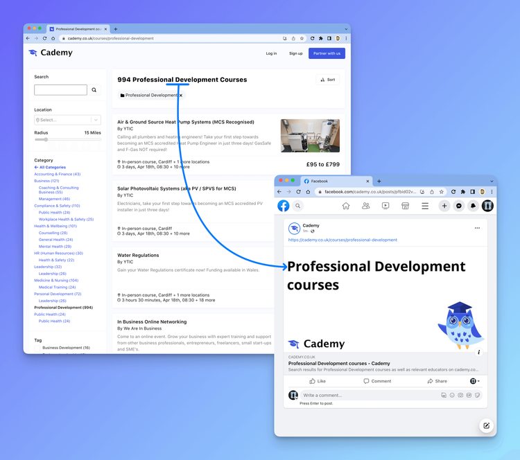 Link Previews For Cademy Search Results