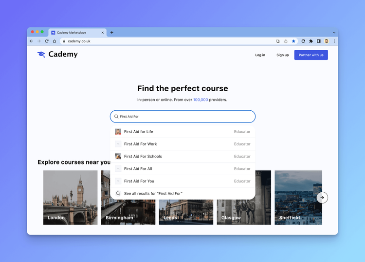 New Search Bar with Auto-Complete Suggestions