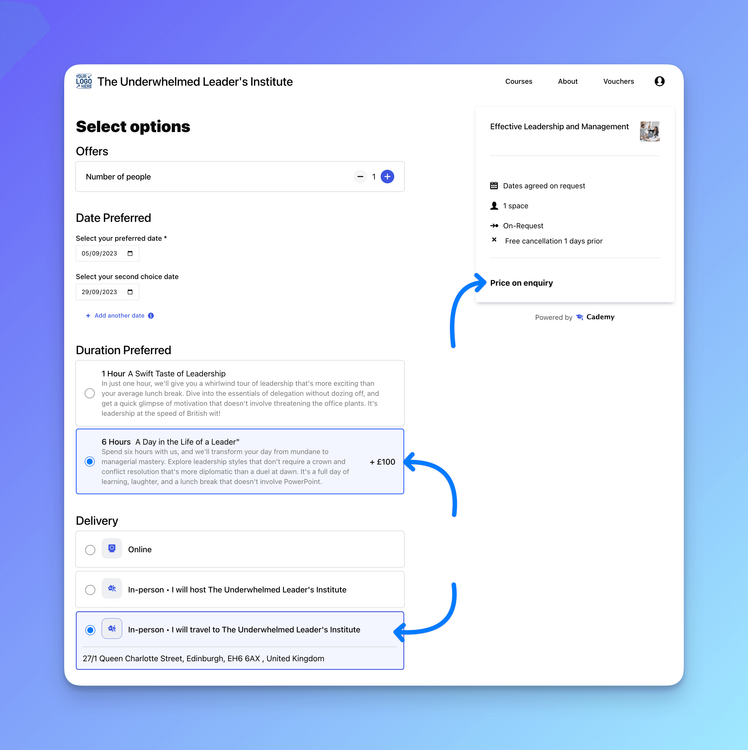🎉 "Price on Enquiry" option for On-Request Courses! 🌟